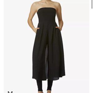 Avec Les Filles Skirt Over Pants Jumpsuit Strapless in Black Women's size 2 NWT